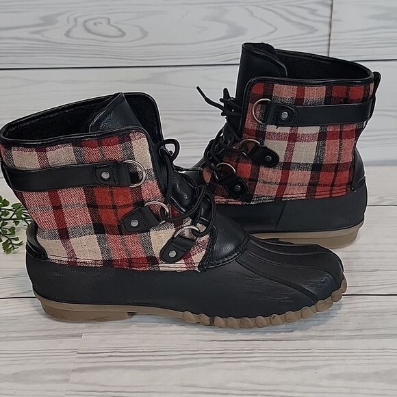 Baretraps Fahn Plaid Black Women's Boots Sherpa Lined Size 8M - Picture 3 of 9